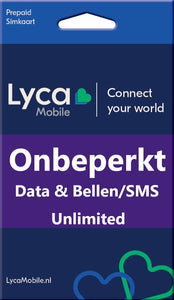 Lyca Mobile Simkaart - Onbeperkt Data & Onbeperkt Bellen/SMS'en